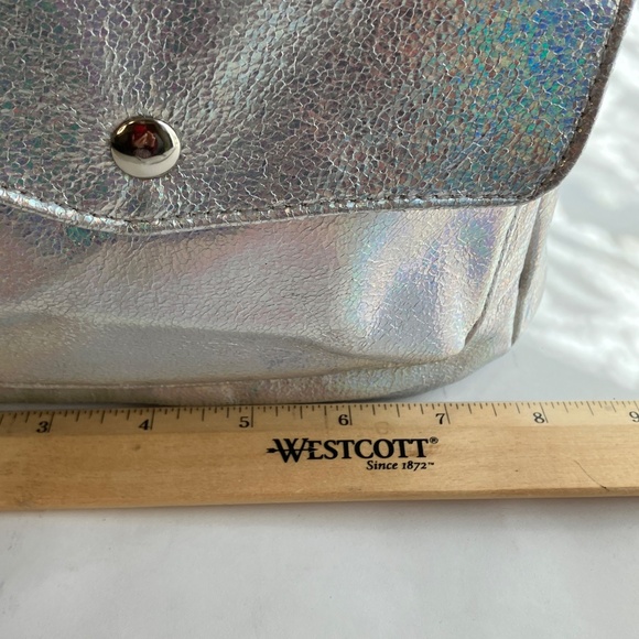 Mini Backpack Metallic Silver Bag Purse - Picture 9 of 10